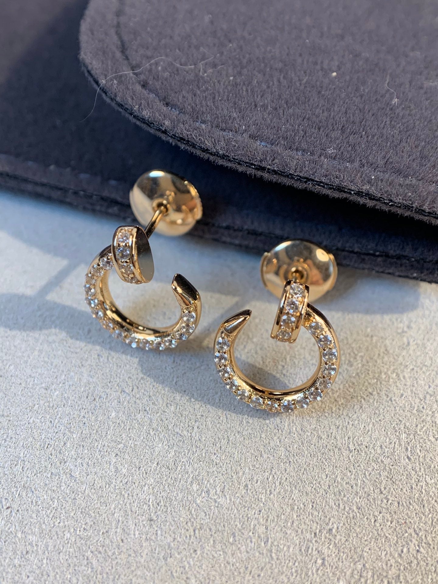 CARTIER JUSTE EARRINGS 3.65MM PINK GOLD DIAMONDS