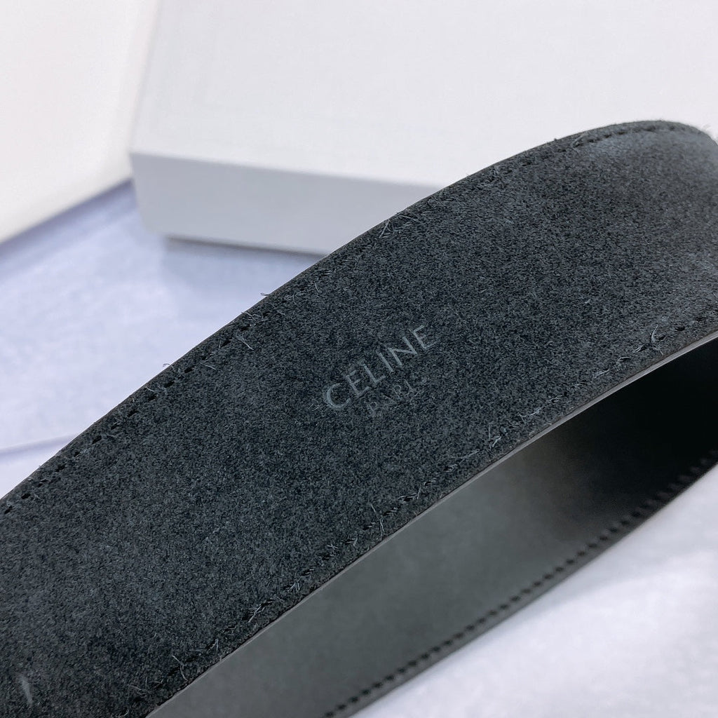 CELINE CL LARGE 35 MM BELT IN BLACK CALFSKIN LIGHT GOLD HARDWARE