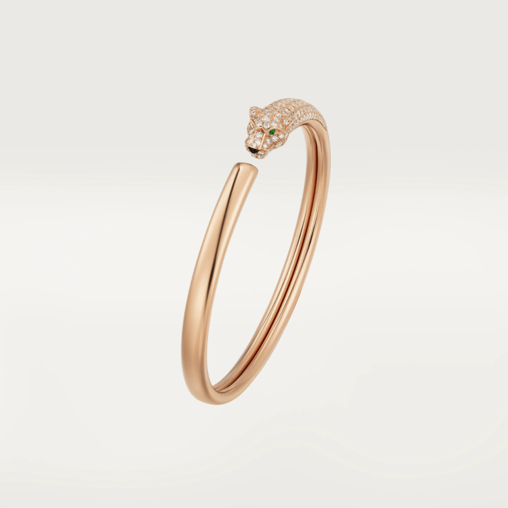 CARTIER PANTHERE PINK GOLD DIAMOND OPEN BRACELET