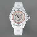 CHANEL J12 33mm Quartz White Ceramic Diamond Numerals Pink Mop Dial